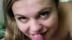 Amateur With Big Tits Gives Blow Job