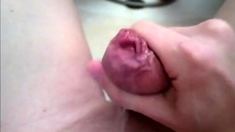 Shaved cock POV handjob until cum