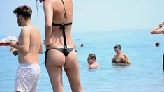 Amazing ass greek babe beach