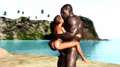 Sexy ebony gets fucked by a black guy on the savage island