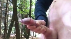 Huge Cock Public Cum in Forest