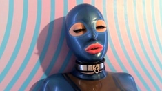 Latex slut solo anal masturbation