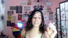 Cute curly brunette solo webcam masturbation