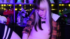 Stacked brunette goes solo toys and masturbation