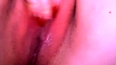 Cummy amateur pussy close up