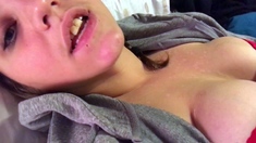 Big boob brunette masturbates on webcam