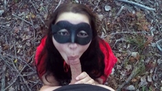 Natural Amateur blowjob outdoors exposed