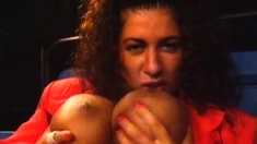 Busty brunette bitch with big boobs