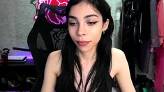 Cute curly brunette solo webcam masturbation