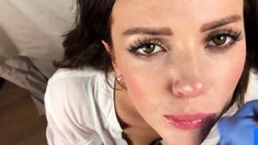 Cum-Covered Babe Squirts and Blows