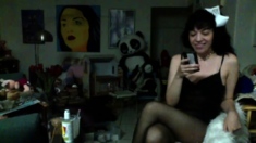 Amateur super sexy teen busty brunette in action