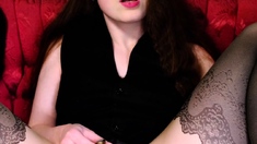 Brunette Milf In Red Stockings Webcam Toying
