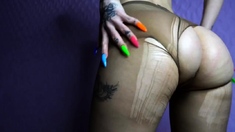 Creamy Belly Babe Plays With Sex Toy