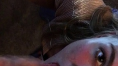 Erotic amateur girl giving blowjob and titjob in POV