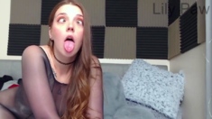 Sexy Russian Webcam Model In Black Pantyhose