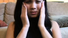 Fascinating Raven-head Courtesan Pulls Faces In Front Of Camera