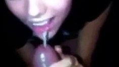 College Girl Gets On Her Knees To Eat Cum