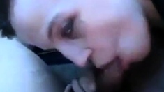 Blonde girl sucks cock in the car but doesnt like the taste